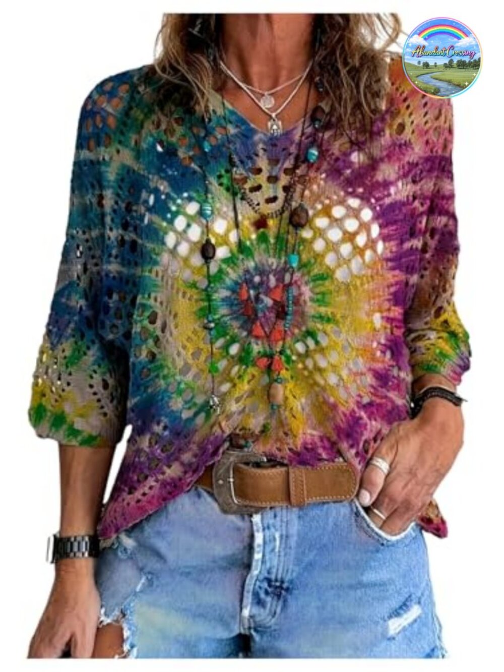 Verdusa Womens Boho V-Neck Lightweight Knit Summer Beach Cover Up Top